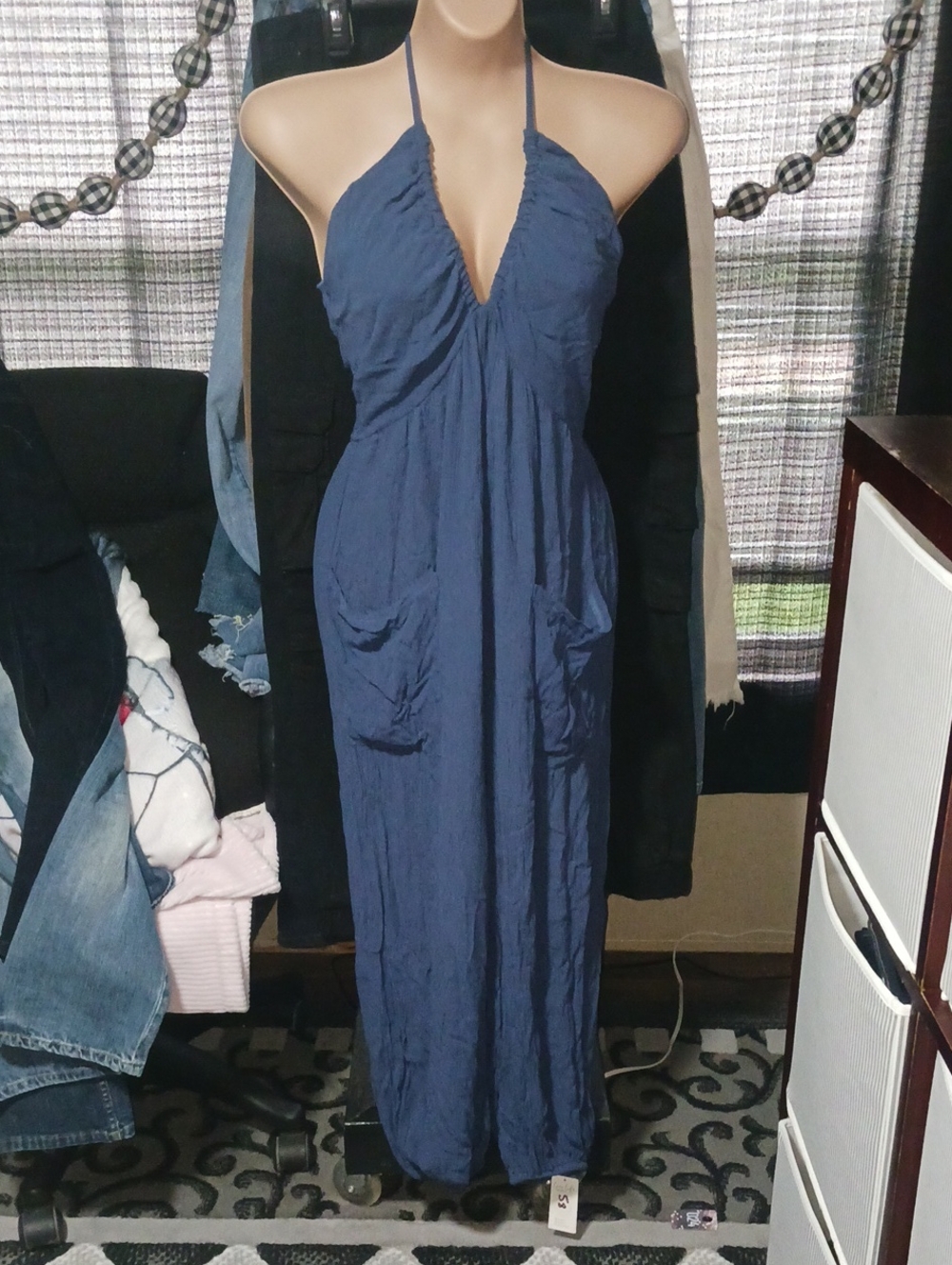 Cupshe Navy Blue Halter Jumpsuit with Pockets